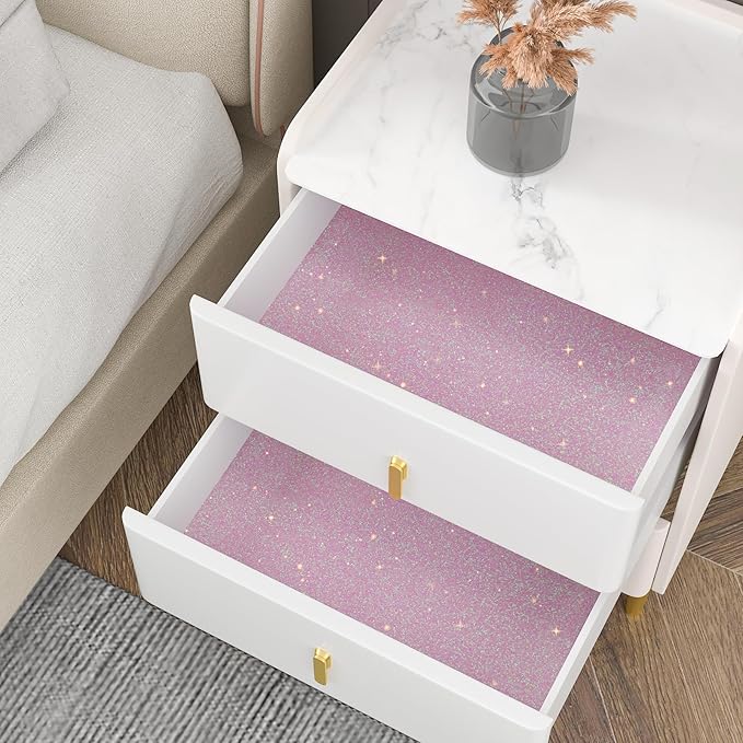 CHIHUT Pastel Pink Holographic Glitter Wallpaper for Girls Bedroom 15.7''x236'' Sparkly Iridescent Peel and Stick Contact Paper Self Adhesive Removable Shimmering Fabric Wrap for Walls Furniture Decor