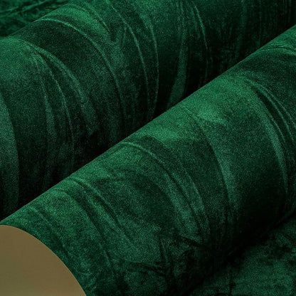 LaCheery Emerald Green Velvet Wallpaper Peel and Stick Green Crushed Velvet Wallpaper for Bedroom Wall Paper Felt Drawer Liner Self Adhesive Contact Paper for Walls Drawers Jewelry Box Liner 15.8"x79"