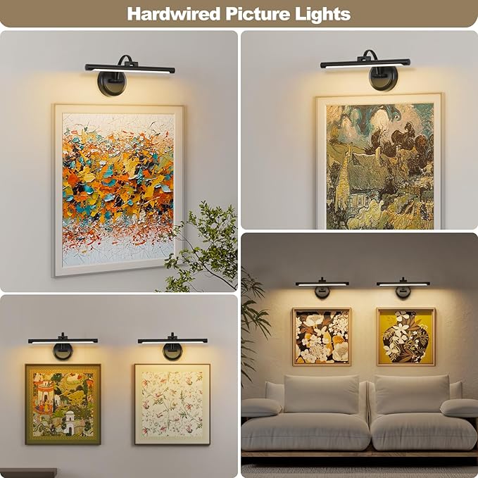 Black Picture Lights for Paintings Hardwired LED Wall Art Lighting 15.75