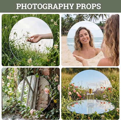 SUREAM Table Mirrors for Centerpieces, 12 Inch Round Mirror Centerpieces for Tables, Circle Candle Plates for Table Centerpieces Wedding Party Decorations(Set of 12, 2mm Thick)