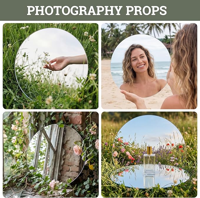 SUREAM Table Mirrors for Centerpieces, 12 Inch Round Mirror Centerpieces for Tables, Circle Candle Plates for Table Centerpieces Wedding Party Decorations(Set of 12, 2mm Thick)
