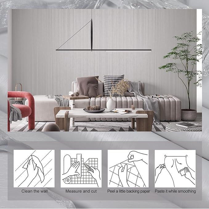 wishFIRE Gray Textured Peel and Stick Wallpaper 15.7"×236" Contact Paper Wood Look Wall Paper Self Adhesive Waterproof Vinyl Wallpaper for Bedroom Kitchen Cabinets Countertop