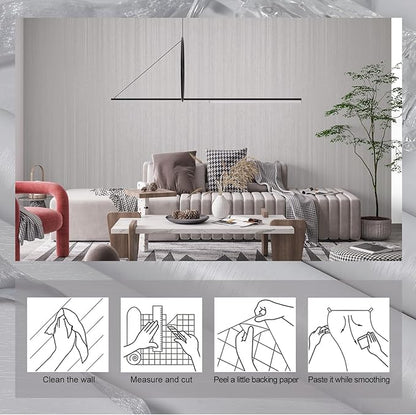 wishFIRE Gray Textured Peel and Stick Wallpaper 15.7"×118" Contact Paper Wood Look Wall Paper Self Adhesive Waterproof Vinyl Wallpaper for Bedroom Kitchen Cabinets Countertop