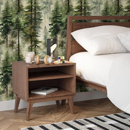 HAOKHOME Forest Peel and Stick Wallpaper Tree Wall Paper Wood Removable for Bedroom Green Contact Paper 17.7in x 32.8ft