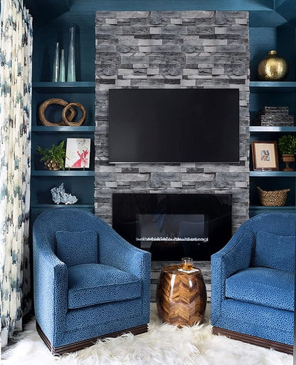 Timeet Grey Brick Wallpaper Peel and Stick Wallpaper Vintage Brick Wallpaper 17.7”X 393.7” Self-Adhesive Removable Wallpaper for Kitchen Bedroom Living Room Decoration