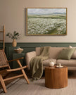 SHENIFY 24x36in Large Vintage Landscape Framed Canvas Wall Art Countryside Flower Field Classic Paintings Farmhouse Bathroom Office Decor - Natural Framed