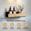 Bathroom Shelves,Wall Mounted Floating Shelf,Over Toilet Storage Shelf,Metal Bamboo Wall Shelves,Home Storage Organizer Essentials for Bathroom/Living Room/Kitchen/Bedroom(Black)