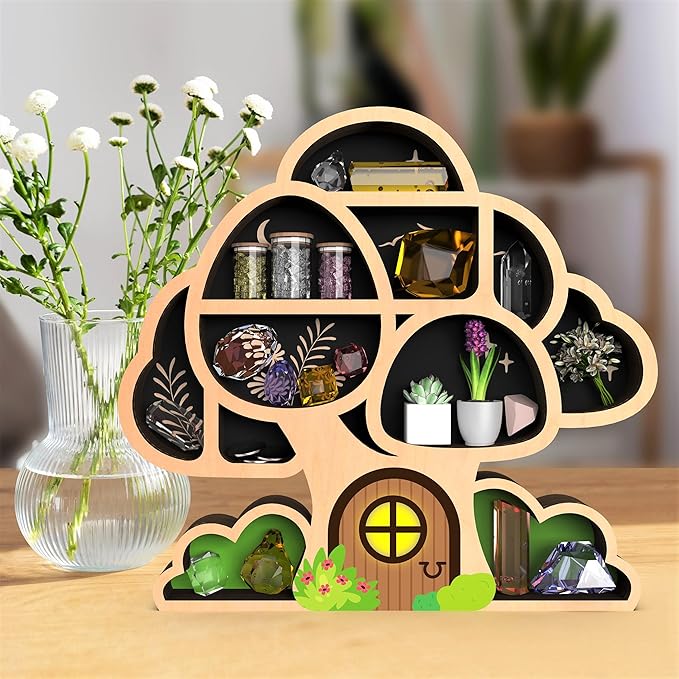Mushroom Shelf for Wall Decor - Whimsical Floating Shelf for Crystals, Rocks & Trinkets Display | Hippie Boho Decor | Unique Whimsical Mushroom Gifts for Women, Her