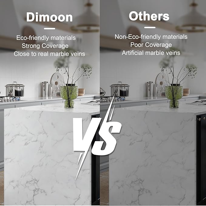 Dimoon 15.7''x393'' Marble Peel and Stick Wallpaper White Granite Contact Paper for Countertops Waterproof Kitchen New Environmentally Friendly Materials Thickening Upgrade Renter Friendly Vinyl