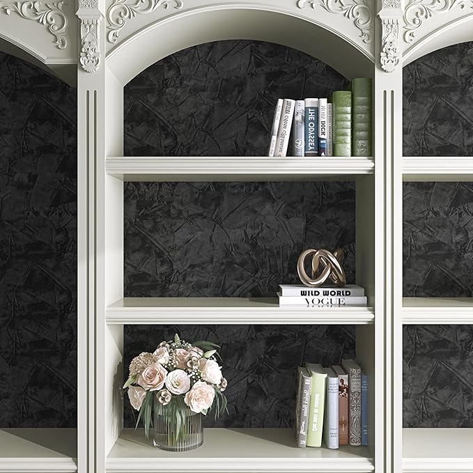 LACHEERY Velvet Wallpaper Black Velvet Peel and Stick Wallpaper 15.8