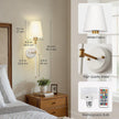 DORESshop Battery Operated Wall Sconce Set of 2, Wireless Wall Light Easy to Install, 7 Color Rechargeable Wall Sconces, Sconce Wall Decor Set of 2 for Bedroom, Living Room, Gold and White, 24.6in