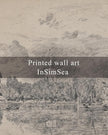 InSimSea Framed Canvas Print Art, Vintage Sketch Church lakeside Landscape Painting, Rustic Farmhouse Cottage Decor for Hallway Wall Floating Shelf Desk Vanity Fireplace,10x8 in, Neutral Tones