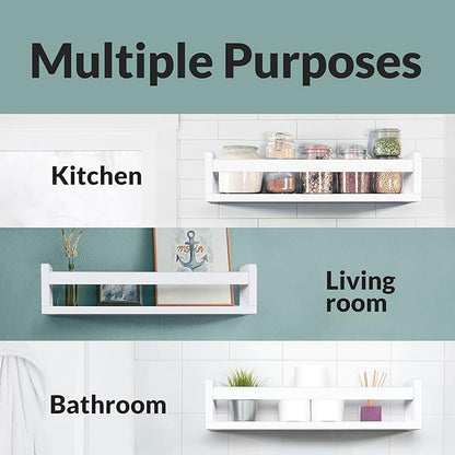 NATURE SUPPLIES Set of 3, 23.1" Whitewashed Floating Shelves for Wall, Kids Bookshelf for Bedroom, Nursery Storage, Decorative Wall Shelves for Kids Rooms, Modern Nursery Décor, Space-Saving Design