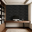 WoveN SounD Artisan Acoustic Wall Panels, 16 Pack 12x12 Inch, Wood Veneer Carved Sound Proof Wall Decor, Self-Adhesive for Home, Studio, Office & Focus Zones, Metre, Black Oak