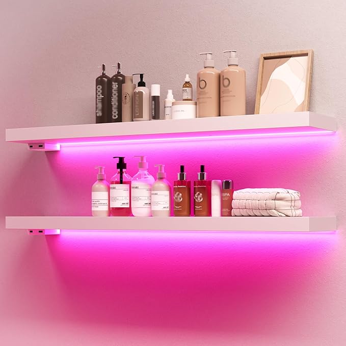 BAMEOS Floating Shelves with RGB LED, 31