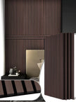 Mollywell Wood Panels for Wall, Time-Saving Installation, Versatile Wood Slat Wall Decor, Enhanced Acoustic & Sound Proof Fluted Design for Home & Office, 4 Pcs Dark Walnut, 47.2x23.6 Inch