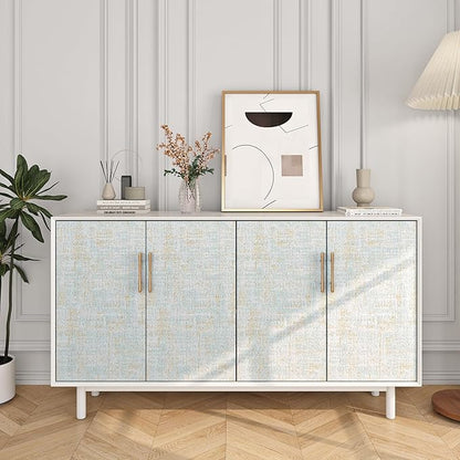 FunStick 15.8"x472" Grasscloth Wallpaper Peel and Stick Textured Blue and Gold Wallpaper Removable Blue Faux Grass Cloth Contact Paper Peel and Stick Wallpapers Rolls for Bathroom Walls Cabinets Desk