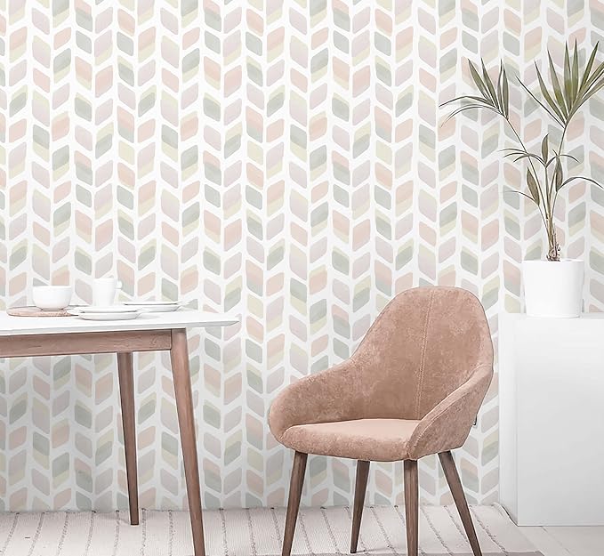 17.3in X32.8ft Boho Peel and Stick Wallpaper Pink Checkered Contact Paper Neutral Geometric Wall Paper Modern Self Adhesive Removable Wallpaper for Bathroom Kitchen Cabinet Waterproof Vinyl Roll