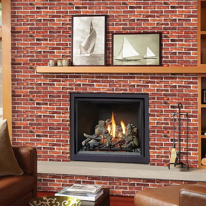 Brick Wallpaper Peel and Stick Red Brick Wall Paper for Bedroom 17.7” x 511.8” Vintage Faux Brick Contact Paper for Fireplace Kitchen Backsplash Accent Wall Home Decorations Wallpaper