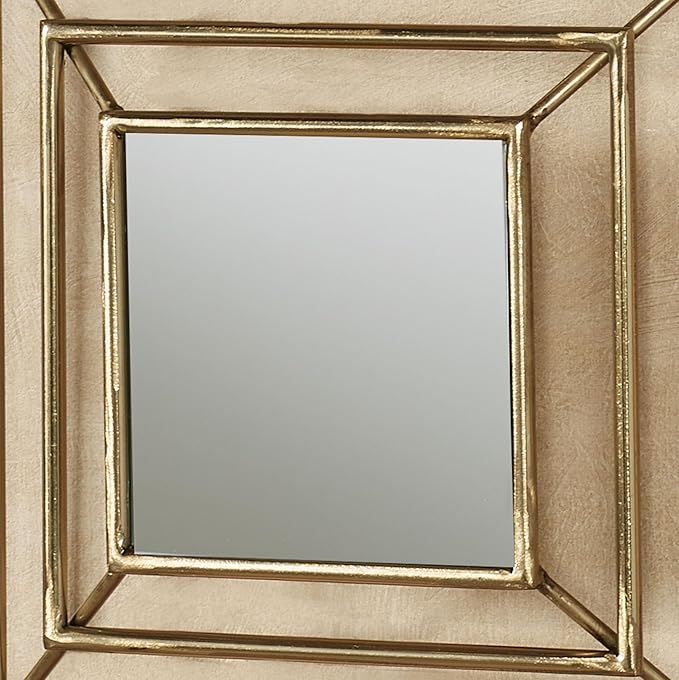 Modern Dacian Metal Openwork Mirrored Wall Art Set Gold 15