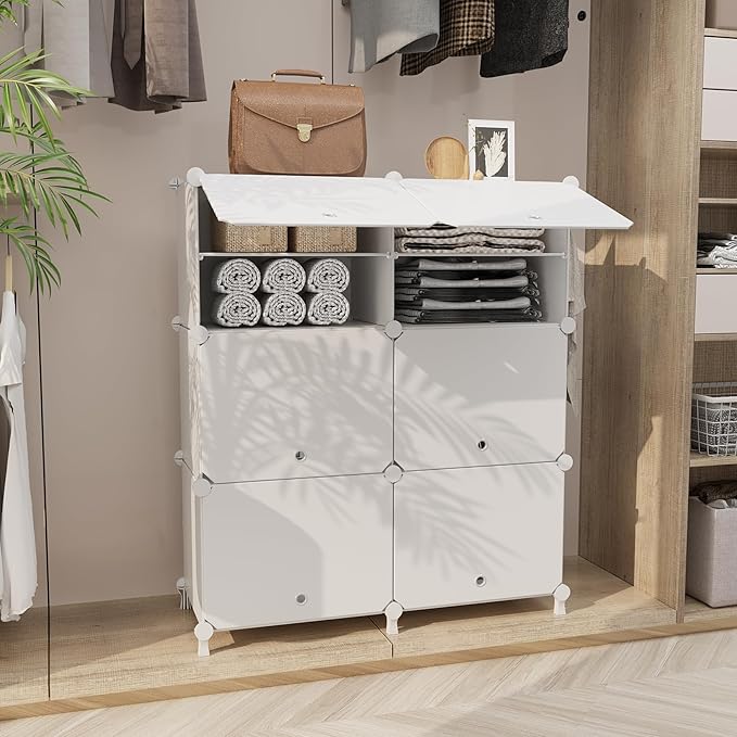 AWTATOS Shoe Rack, 6 Tier Shoe Storage Cabinet with Door, 32 Pair Shoe Organizer Shelves for Closet Hallway Bedroom Entryway, White