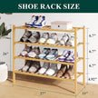 Smiry Bamboo Shoe Rack for Closet, 4 Tier Wooden Stackable Shoe Organizer, Free Standing Shoes Storage Shelf for Entryway, Front Door Entrance, Natural & White