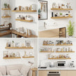 fuqing Floating Shelves for Wall, Wall Mounted Wood Floating Shelf with Invisible Brackets for Living Room, Bathroom, Bedroom, Kitchen Storage and Decor, 32 Inch Set of 2, Oak