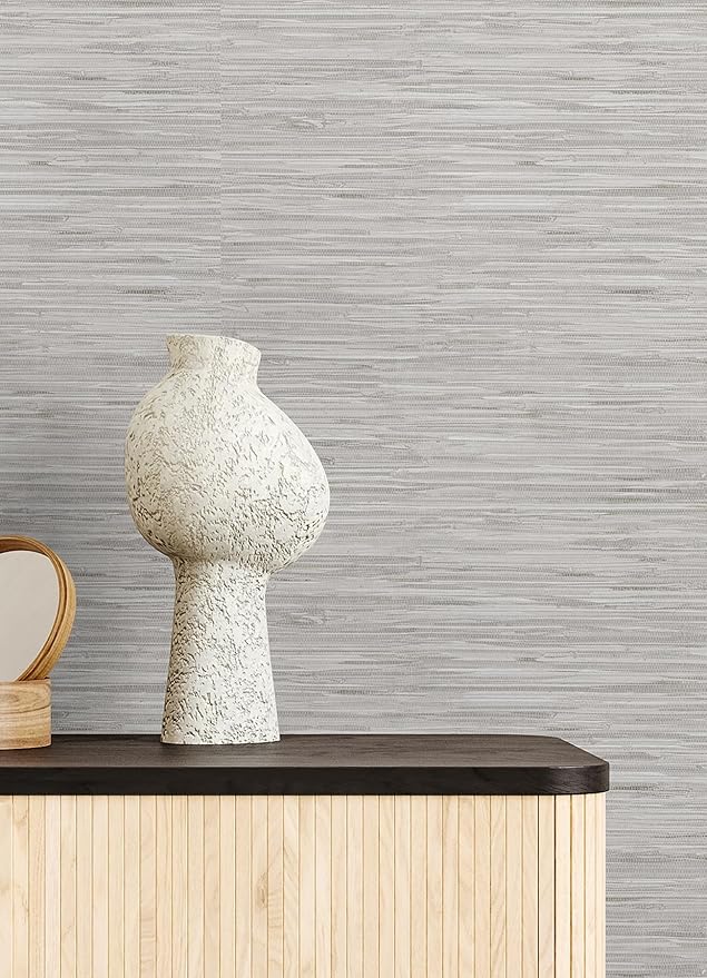 NuWallpaper Grey Grassweave Peel and Stick Wallpaper, NUS4994