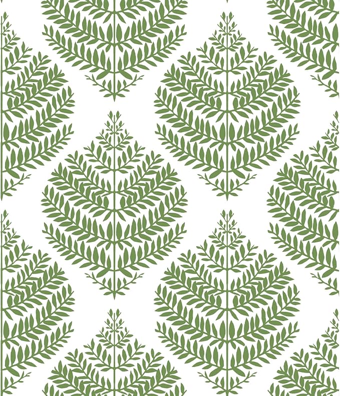 RoomMates RMK11513WP Hygge Fern Damask Green Peel and Stick Wallpaper