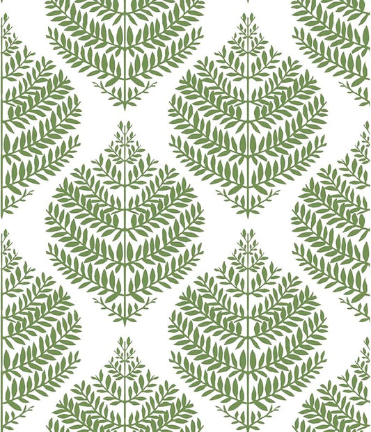 RoomMates RMK11513WP Hygge Fern Damask Green Peel and Stick Wallpaper