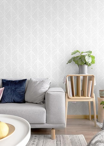 Safiyya Peel and Stick Wallpaper Boho 17.3"x196" Light Grey Geometric Modern Wall Paper Self Adhesive Removable Wallpaper for Bedroom Vinyl Rolls