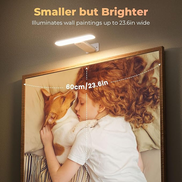 FULEN Picture Lights Battery Operated, Rechargeable Picture Frame Lights for Wall, LED Cordless Wall Lights for Arts,Paintings,Gallery&Dartbord Lighting, Remote Control,White