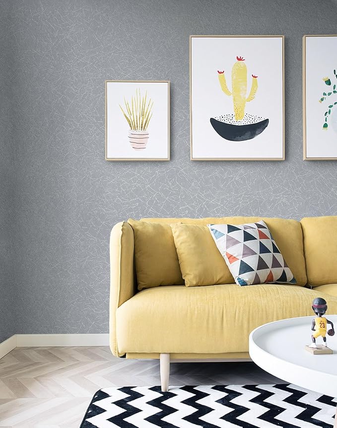 Safiyya 17.3 inch X 393 inch Wallpaper Silver Grey Silk Wallpaper Peel and Stick Textured Wall Paper Silk Removable Solid Color Contact Paper for Walls Vinyl Rolls