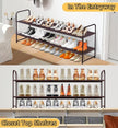 SLEEPING LAMB 2-Tier Shoe Rack for Closet, Long Stackable Wide Shoe Organizer Holds 18-Pairs Low Shoe Shelf Storage for Bedroom, Floor, Entryway (Bronze)