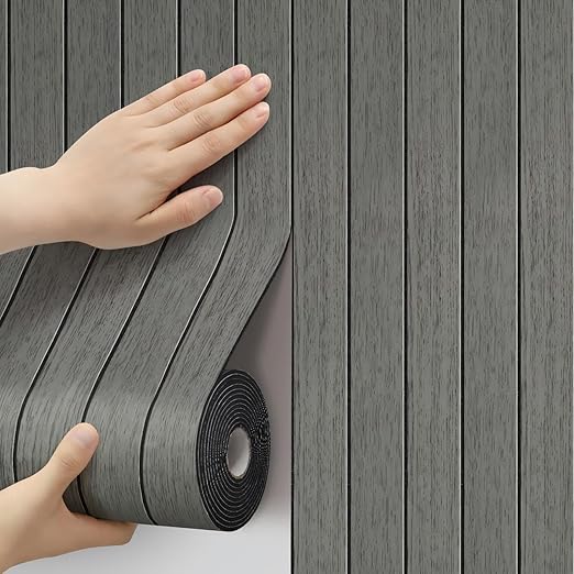 Thick Wood Slat Wall Panels, Modern 3D Peel and Stick, 15.75