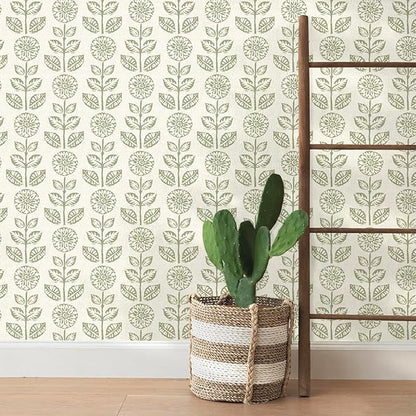Wudnaye Vintage Floral Peel and Stick Wallpaper Beige Floral Contact Paper 17.7in × 196.8in Tulip Self Adhesive Wallpaper Boho Flowers Removable Waterproof Wall Paper for Bathroom Bedroom Decorative