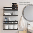 RICHER HOUSE Dual-Level Guardrail Floating Shelves, Rustic Wood Bathroom Shelf Wall Mounted, Over Toilet Paper Storage Shelves for Wall Decor, Bathroom Organizers - Black