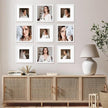 12x12 Picture Frame Set of 9, Display Pictures 8x8 with Mat or 12x12 without Mat, Multi Collage Gallery Square Photo Frames for Wall or Tabletop, White