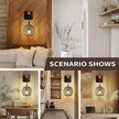 N01 100% Dimmer Wall Sconce with Hand Woven Rattan Boho Wall Lamp Farmhouse Wall Mount Light Fixture Plug in Wall Sconces for Bedroom Living Room Kitchen