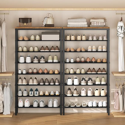 8 Tier Shoe Rack, Shoe Storage Organizer, Large Capacity Shoe Shelf Holds 32 Pairs of Shoes, Sturdy and Stable, for Entryway, Hallway, Closet, Dorm Room, Rustic Brown SS08BR
