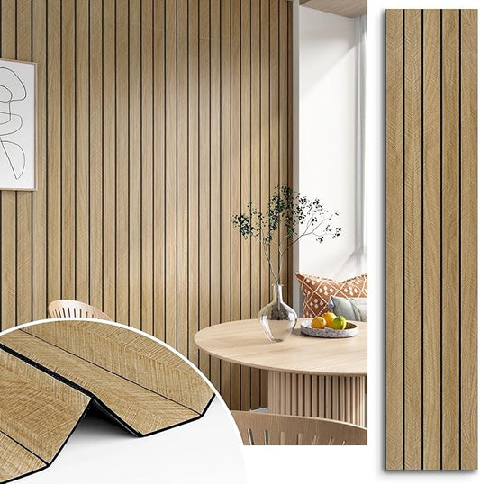 200"x23.6" Brown Wood Slat Wall Panels Self Adhesive Acoustic Slat Wall Paneling Peel and Stick Wood Panels Flexible Wooden Slats Wallpaper Roll for Interior Walls Decor Bedroom Living Room
