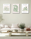 Matisse Sage Green Framed Wall Art,Abstract Green Canvas Wall Decor.12x16in Plants Botanical Poster Prints,Minimalist Classic Home Decoration for Living Room Bedroom Bathroom Office,Set of 3