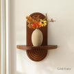 Modern Wall Shelf (Set of 2) with Arched Wood Design Mid-Century Single Floating Rainbow Shelves for Indoor Decoration Holding Planter Ornaments, 14 x 11.6 Inch (Walnut)