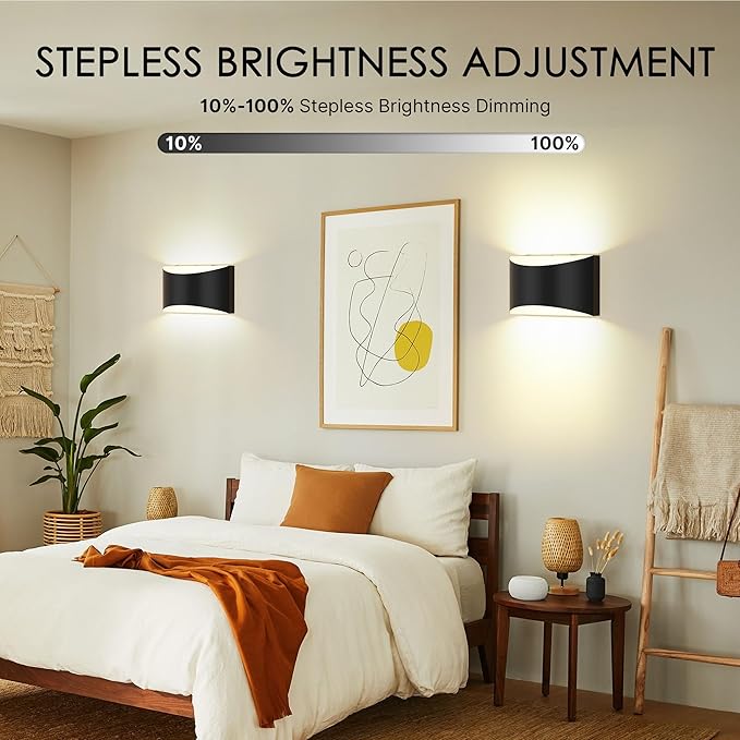 FOLKSMATE Battery Operated Wall Sconces Set of 4, Rechargeable Remote & Touch Control Wall Lamps, 3 Color Temperatures, Cordless Dimmable Lamp for Bedroom, Living Room, Hallway