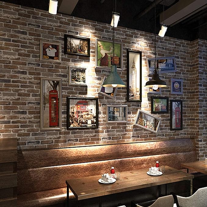 Okydoky Peel and Stick Wallpaper, Brown Brick Wallpaper for Home Decoration, Contact Paper Stick and Peel Backsplash, Vinyl Self Adhesive Wall Paper for House, Workshop&Office, 17.3"x393", C203-10