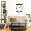 Modern Wooden Floating Wall Shelf Decor for Wall Storage – Geometric Design Decorative Wall Mount 3-Tier Hanging Shelf Plant Display for Bedroom, Living Room, Bathroom, Kitchen