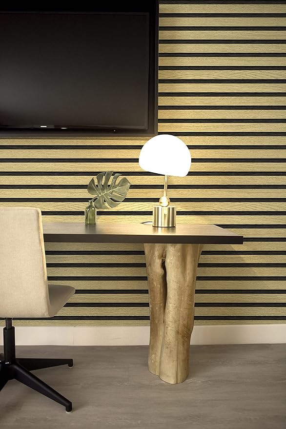 Wallpaper Peel and Stick Wood Grating Stripe Self-Adhesive Wallpaper Faux Wood Contact Paper Wood Slats Self Adhesive Wall Paper PVC Vinyl Film Removable Waterproof (Wood A, 17.3