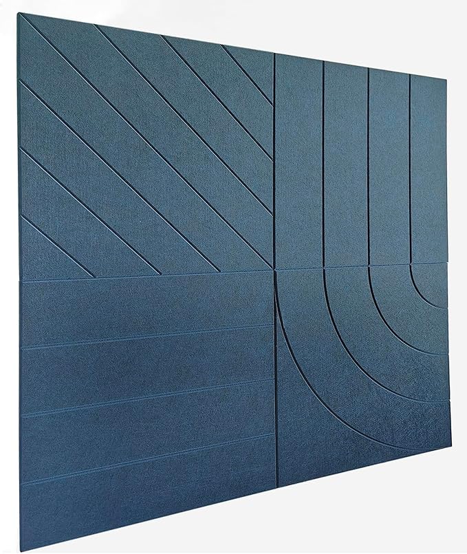 21.65" Large Square Acoustic Panels 4-Pack - Sound Absorbing Wall Panels, Noise Reducing Soundproof Decorative Felt Tiles for Home Office, Studio, Living Room - Prussian Blue