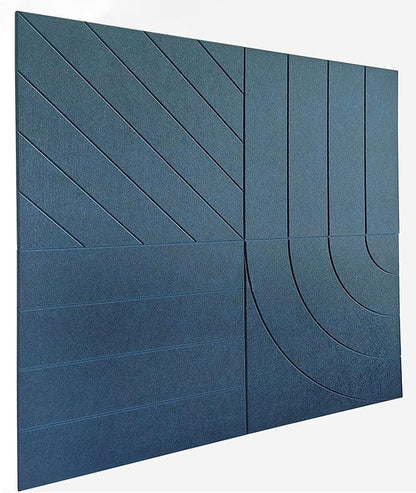 21.65" Large Square Acoustic Panels 4-Pack - Sound Absorbing Wall Panels, Noise Reducing Soundproof Decorative Felt Tiles for Home Office, Studio, Living Room - Prussian Blue