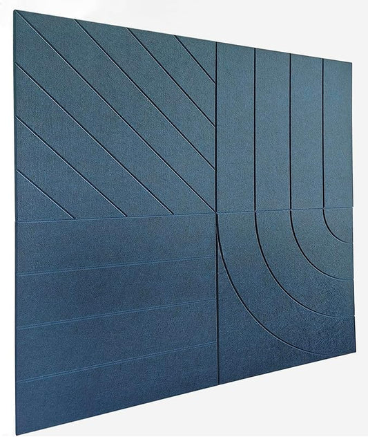 21.65" Large Square Acoustic Panels 4-Pack - Sound Absorbing Wall Panels, Noise Reducing Soundproof Decorative Felt Tiles for Home Office, Studio, Living Room - Prussian Blue